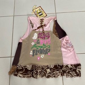 Vintage Styles Ever After Handmade Van Halen brown pink brown lace vest OS